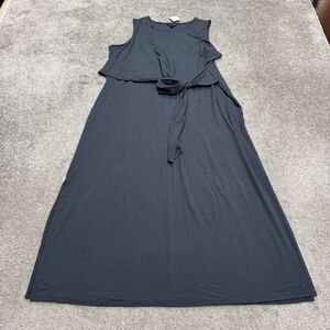 J.Jill Wearever Lavarock Maxi Dress Womens Large Gray Sleeveless Tie Front NWT